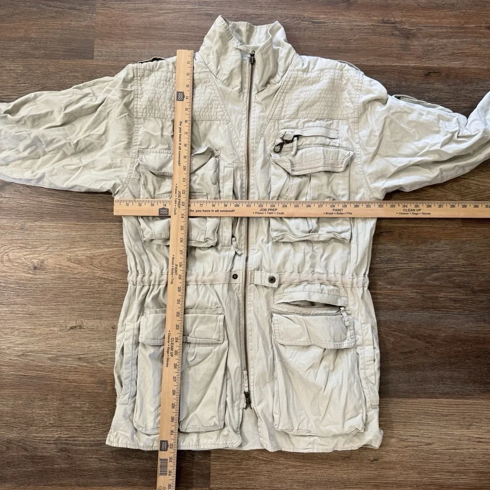 VTG Trail Designs Khaki Beige Safari Utility Photography Jacket Sz M Pockets